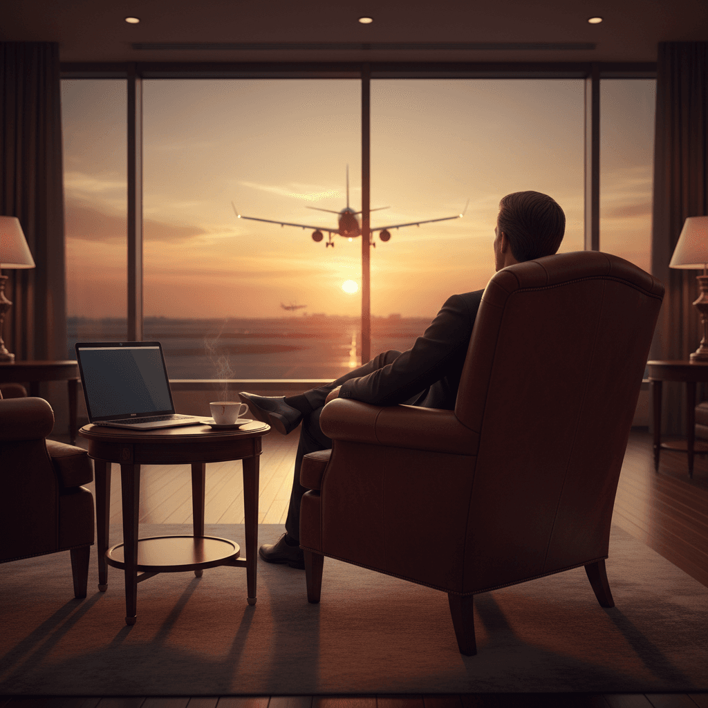 空港ラウンジでの優雅な時間