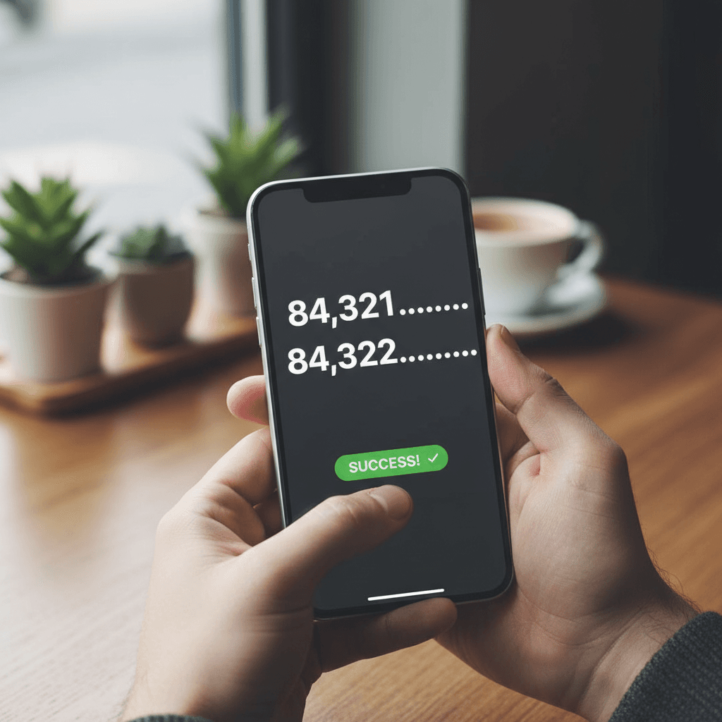 手元のスマートフォンで貯まったポイントを確認し、次の旅行を計画する。