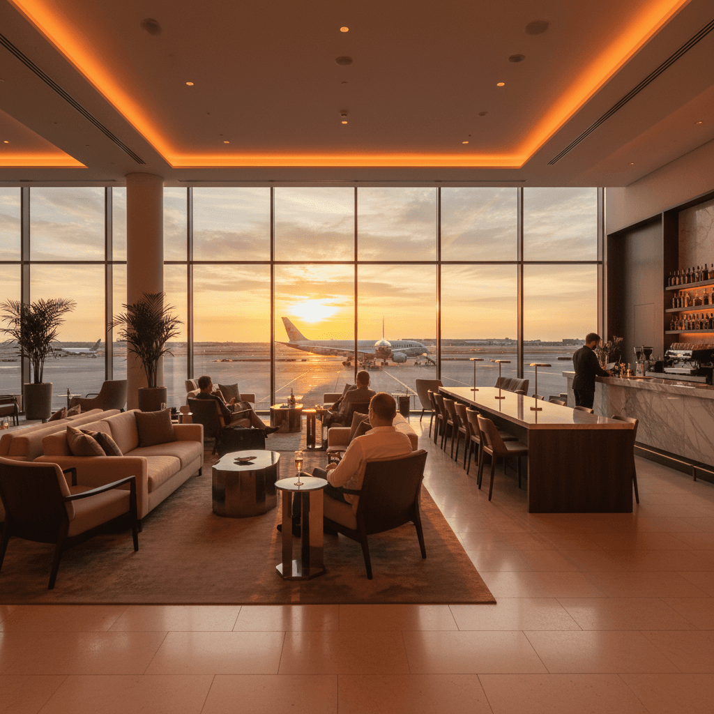 洗練された空港ラウンジでのひととき
