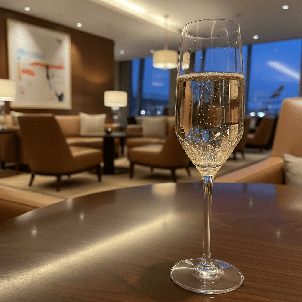 高級ホテルのラウンジで提供されるシャンパンと洗練された空間