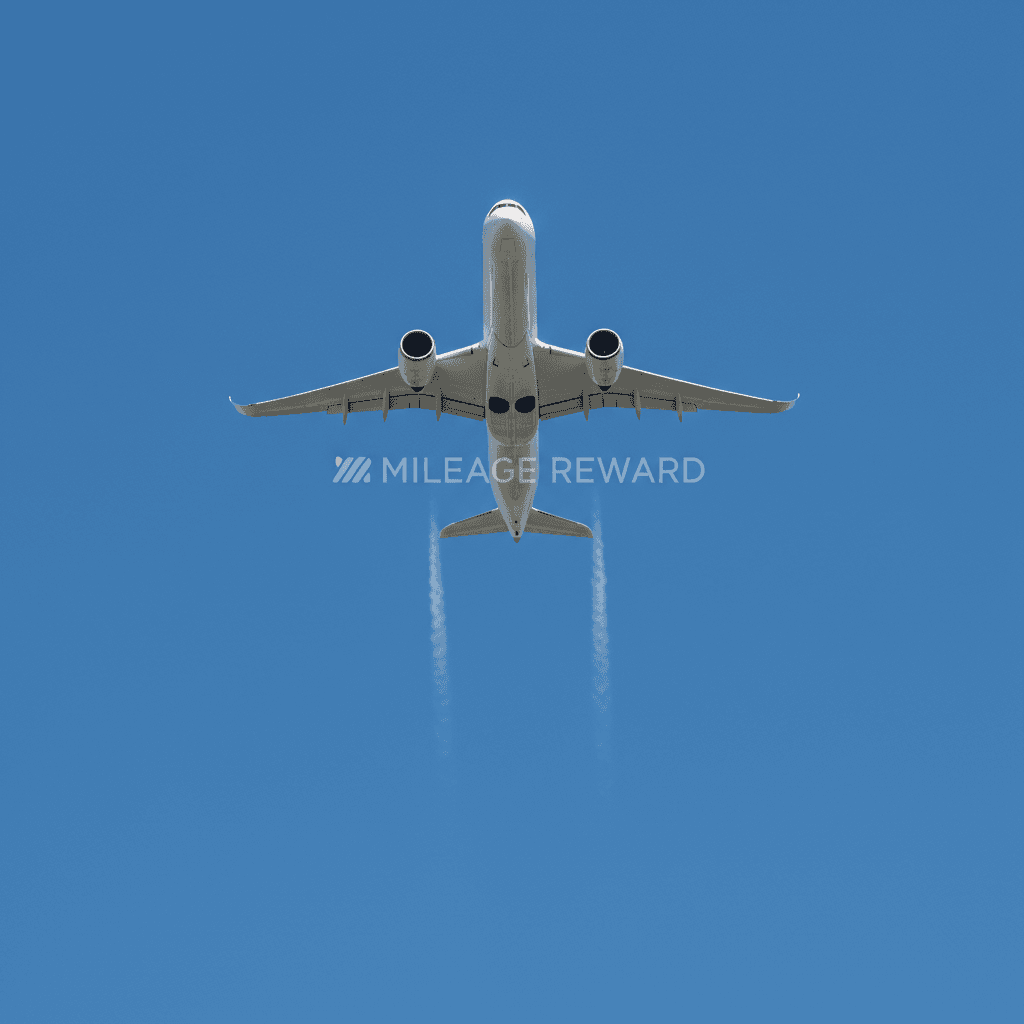 青空を飛ぶ飛行機と自由な旅のイメージ