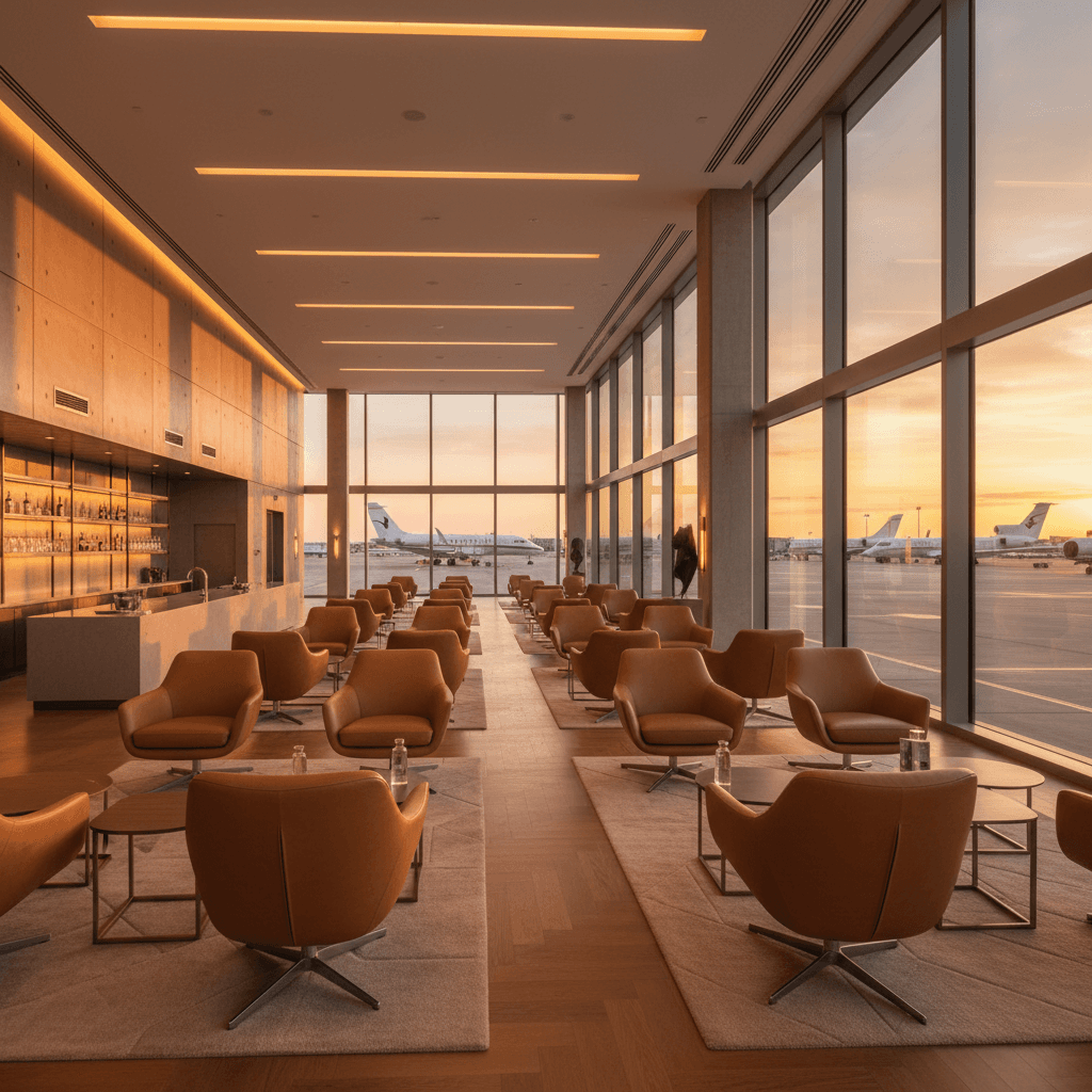 ラグジュアリーな空港ラウンジでの休息が仕事の質を高める