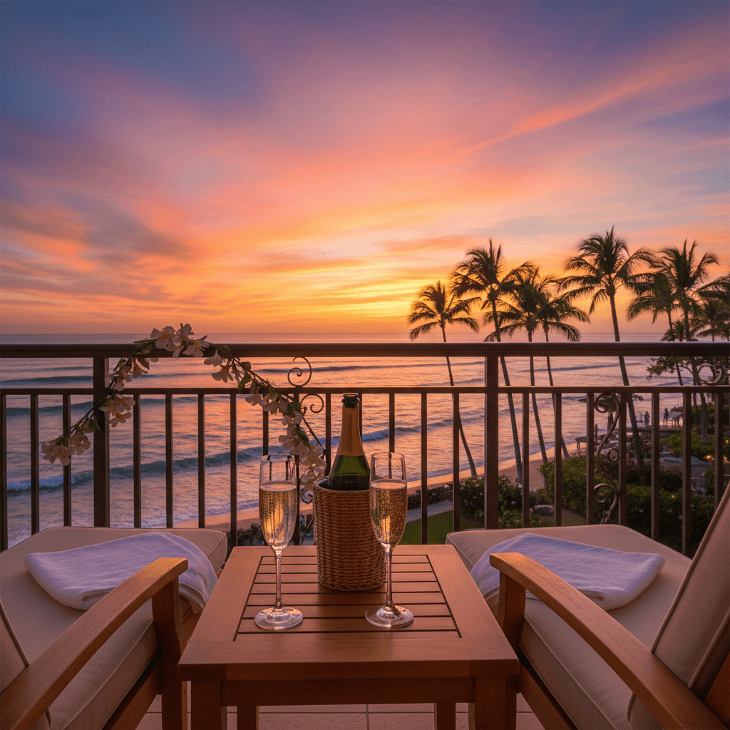 ハワイの夕暮れとリゾートの静寂