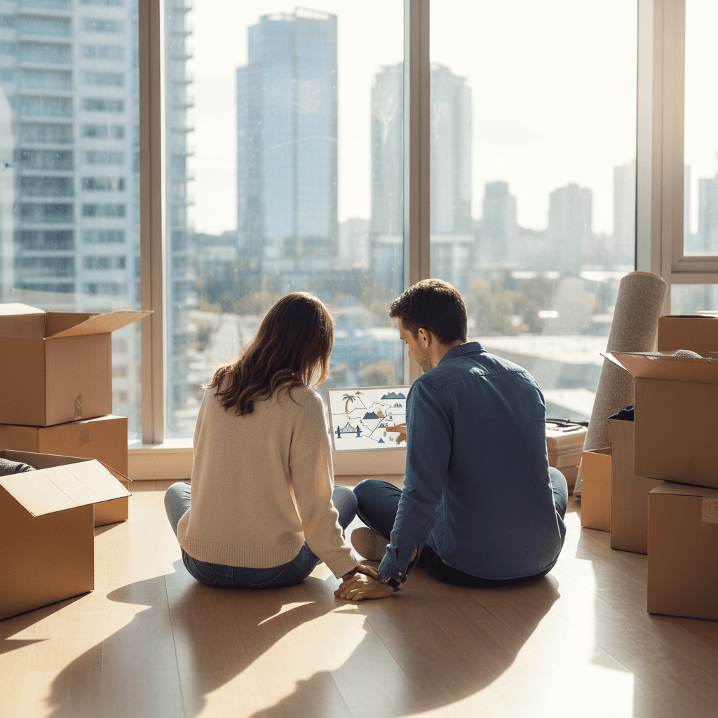 新生活の準備を始めるカップルの様子