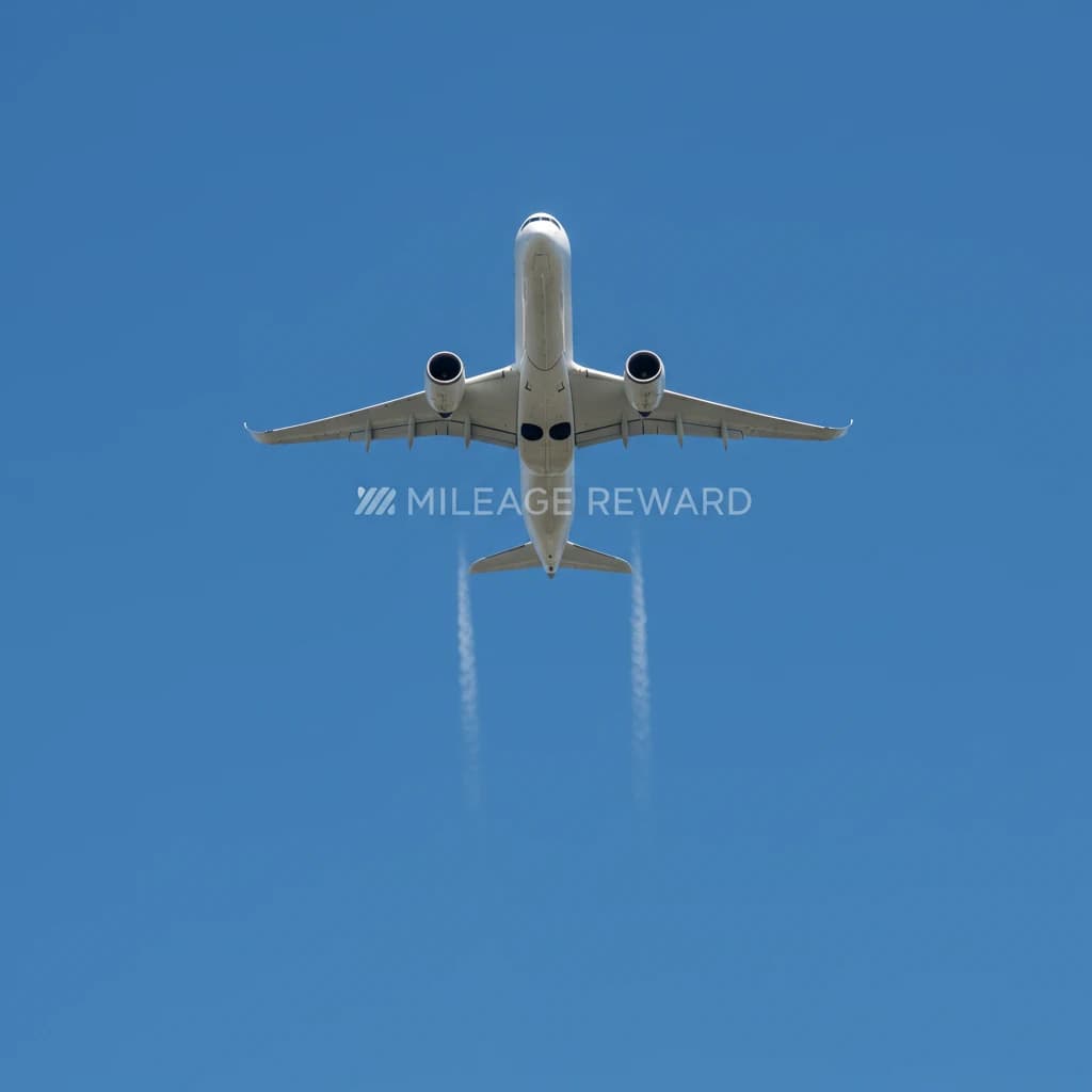 青空を飛ぶ飛行機と自由な旅のイメージ