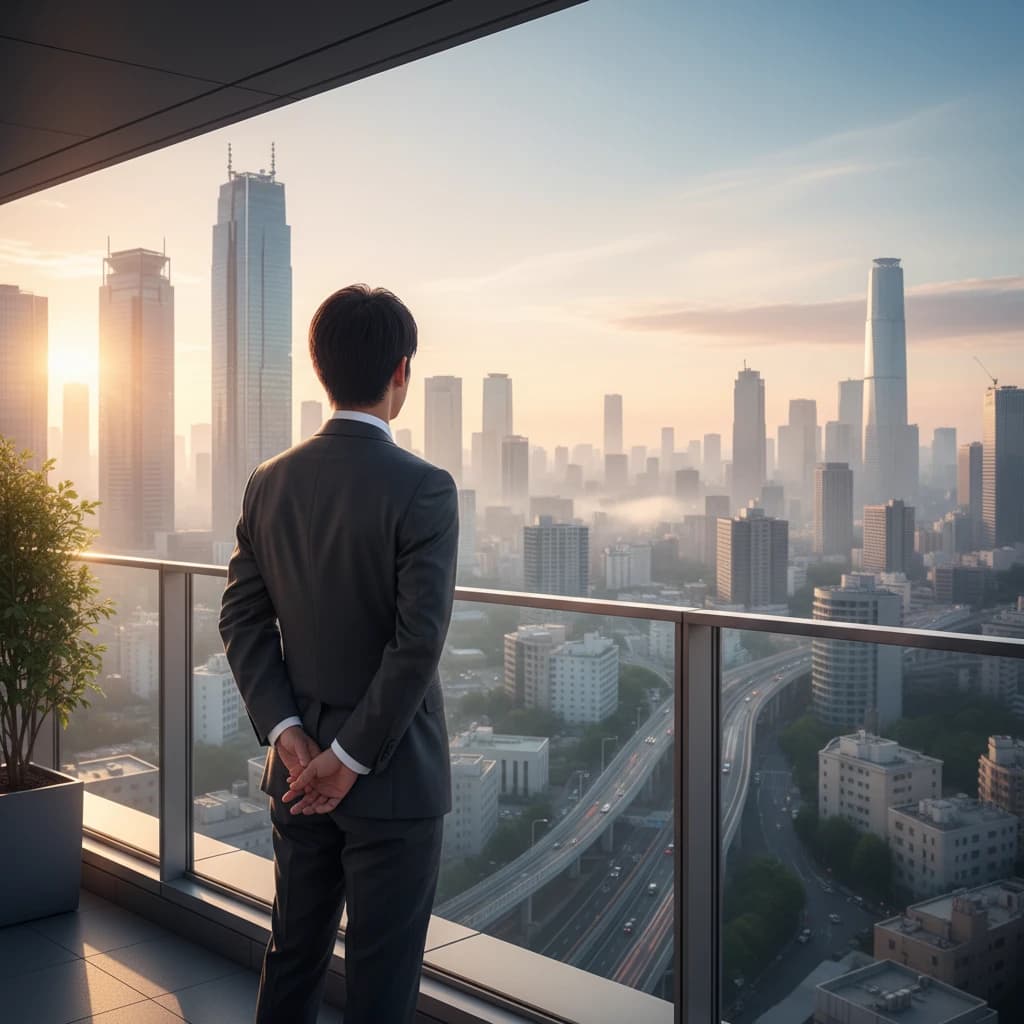 新しい一歩を踏み出す若手社会人の背中