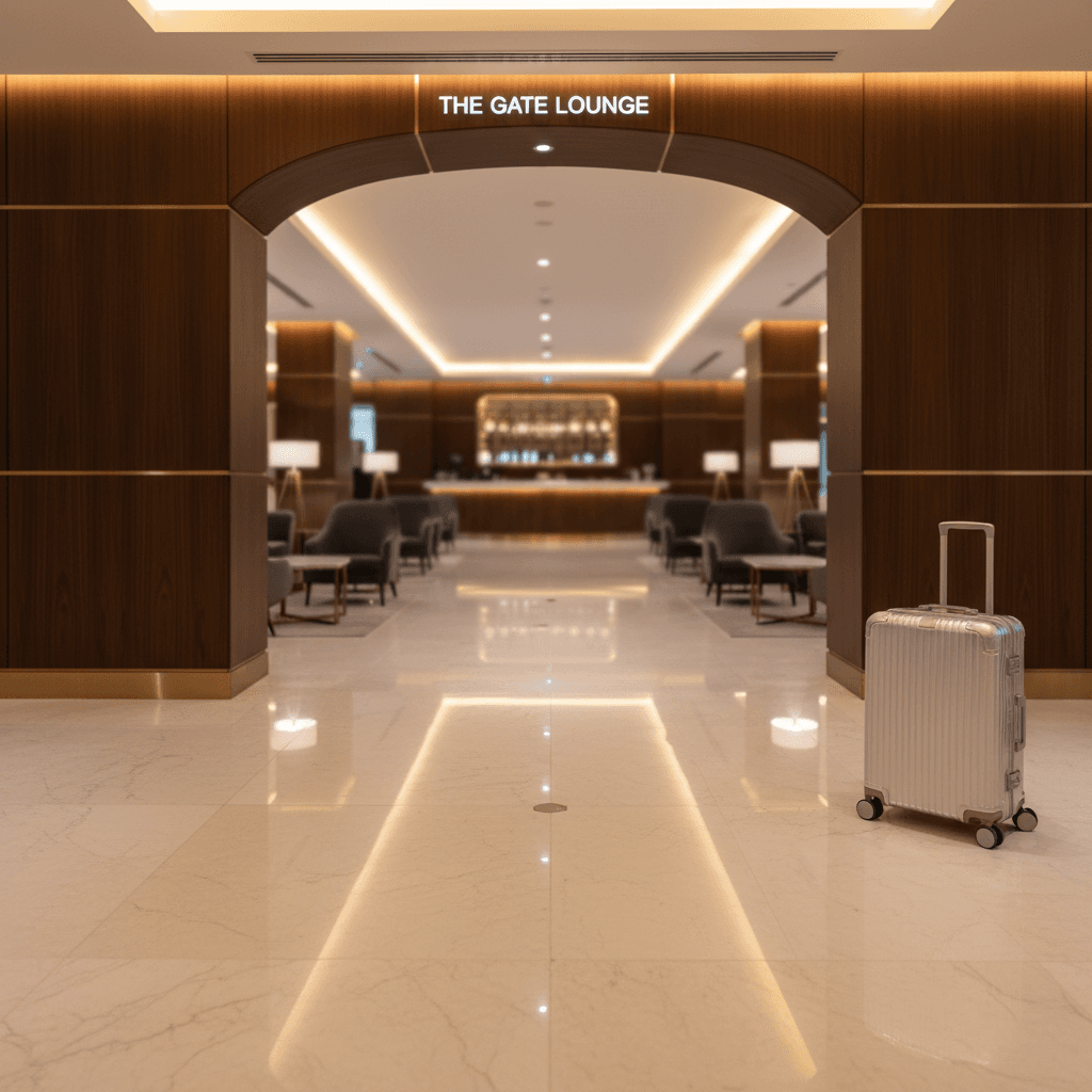 空港ラウンジでの落ち着いた時間