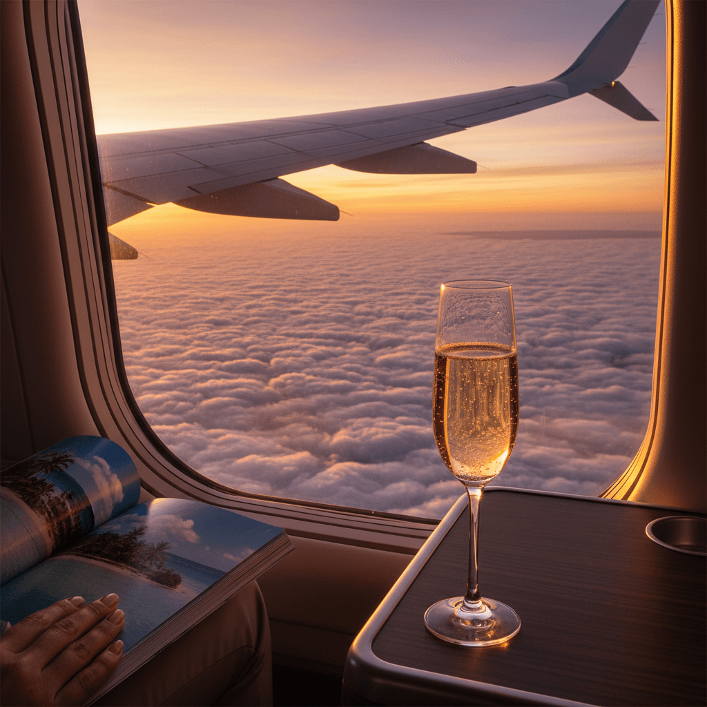 ビジネスクラスの窓から見える雲海