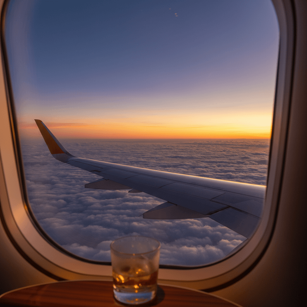 飛行機の窓から見える美しい雲海と翼