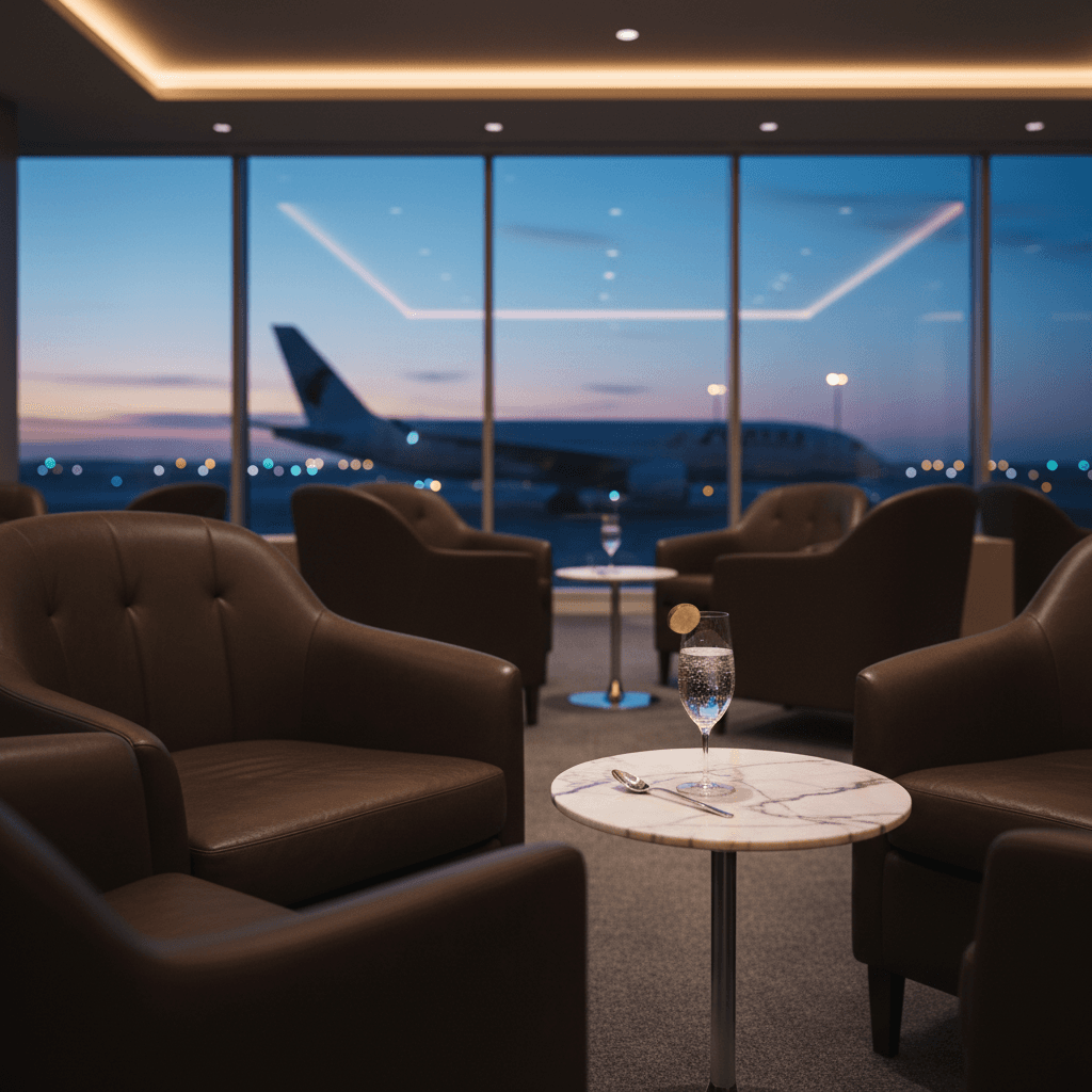 静寂に包まれたラグジュアリーな空港ラウンジ