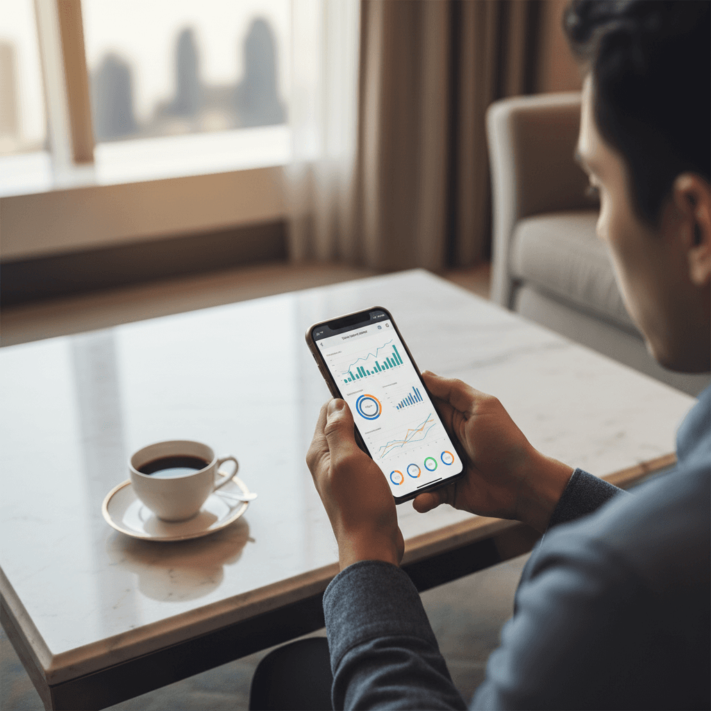 スマートフォンで家計を管理するイメージ