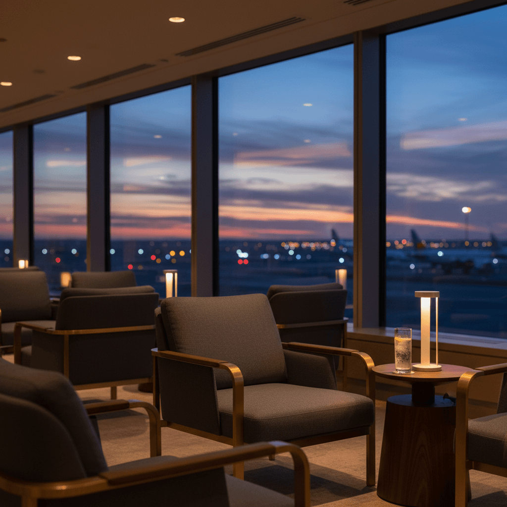 静寂な空港ラウンジの風景