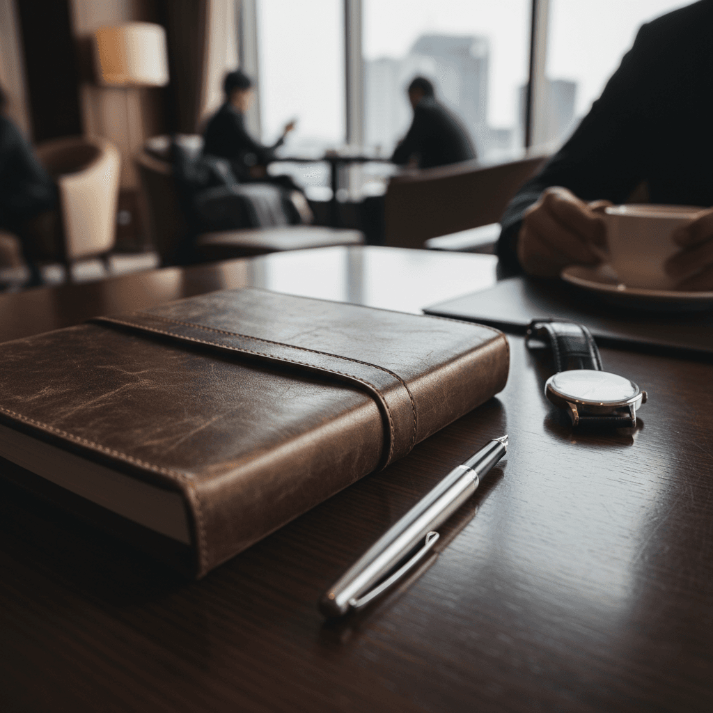 洗練されたデスク上のステーショナリー